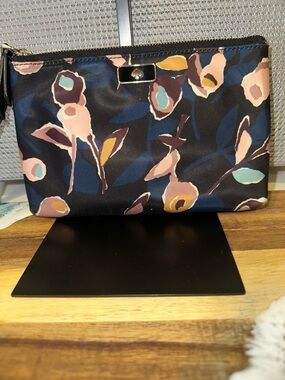 kate spade Navy Multicolor Floral Zip Cosmetic Pouch
